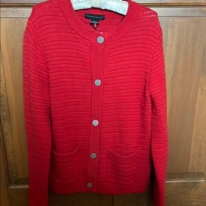 Sanctuary Red Ribbed Button-Front Cardigan